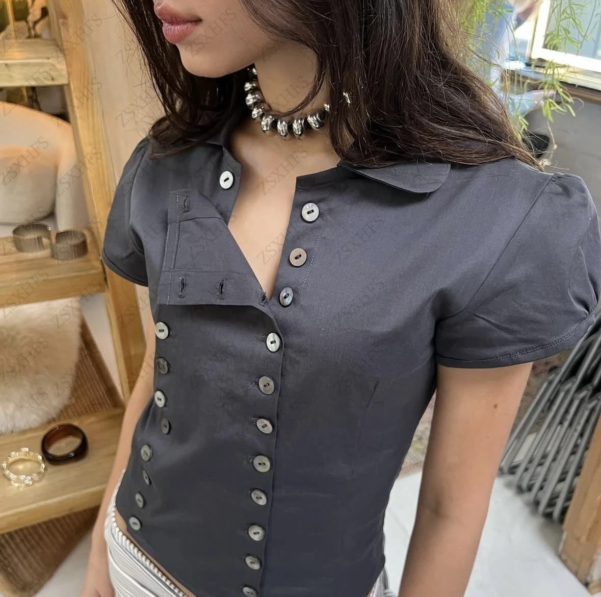 

Harajuku T shirts Women Clothing Slim Punk Sexy Vintage Clothes 90s Solid Color Summer Short Sleeve Femme Aesthetic Y2k Crop Top