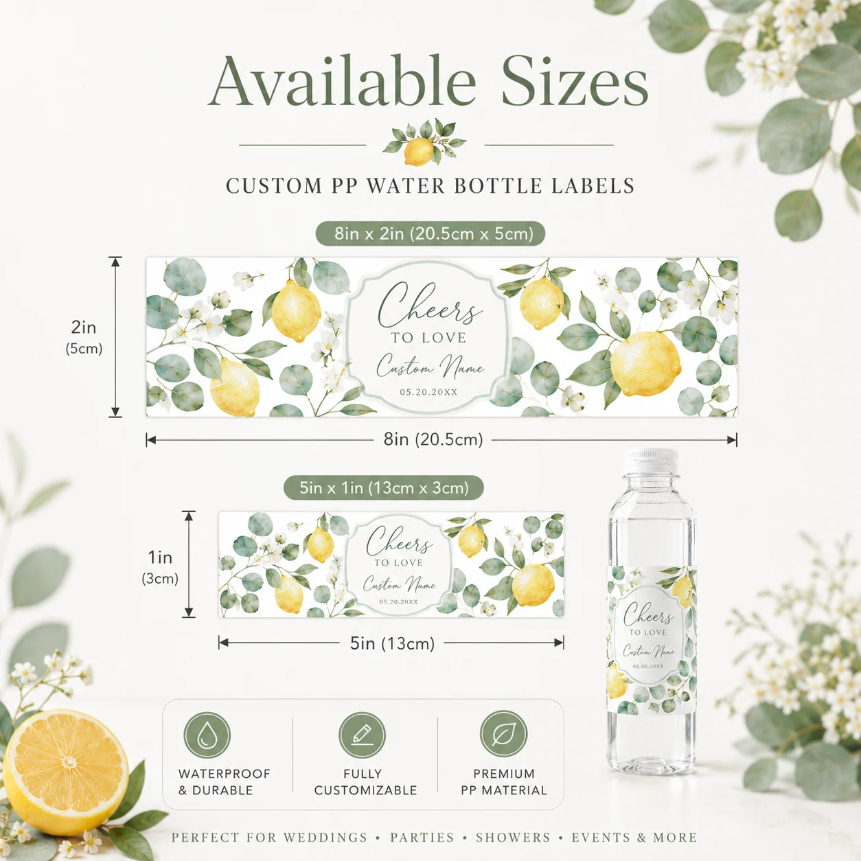 Personalized PP Bottle Labels Custom Design Name Sticker Waterproof Beverage Labels For Wedding Birthday Event Party Supplies