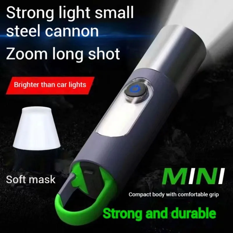 Cross-Border New Strong Light Flashlight Outdoor Multi-Functional Long-Range Lighting Flashlight White Laser Working Side Light