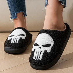 Halloween Skull Pattern Cotton Slippers Women Comfortable Indoor Non Slip Home Slippers Woman Keep Warm Soft Platform Slides 45