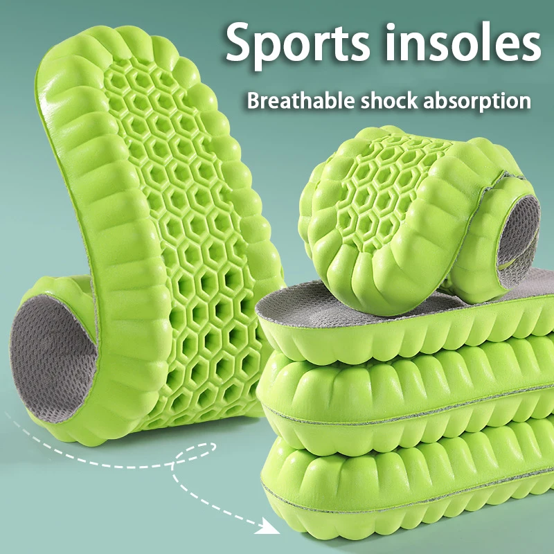 Men's and Women's Sports Shock Absorbing Insole Outdoor Running Insoles Soft elasticity Sole Breathable Comfortable Insoles