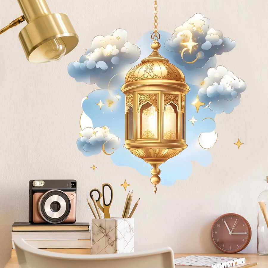 1pc Middle Eastern Ramadan decoration wall sticker Arab Eid al Fitr star chandelier sticker home store decoration sticker