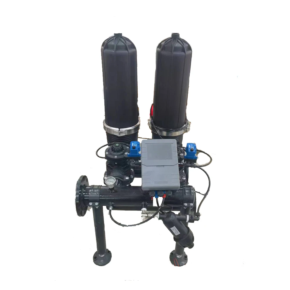 

Two 3-inch automatic self-cleaning backwash disc filters made in China for garden and farm drip irrigation systems