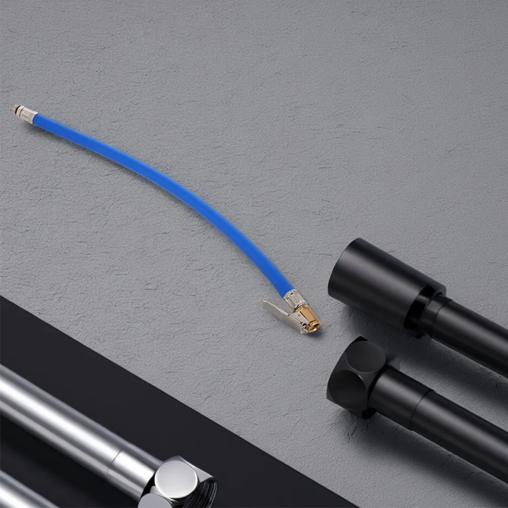 2Pcs Reliable Tire Inflator Hose with Standard Valve Copper Head Blue Rubber-Plastic Tube for Truck Motorcycle Bike Portable