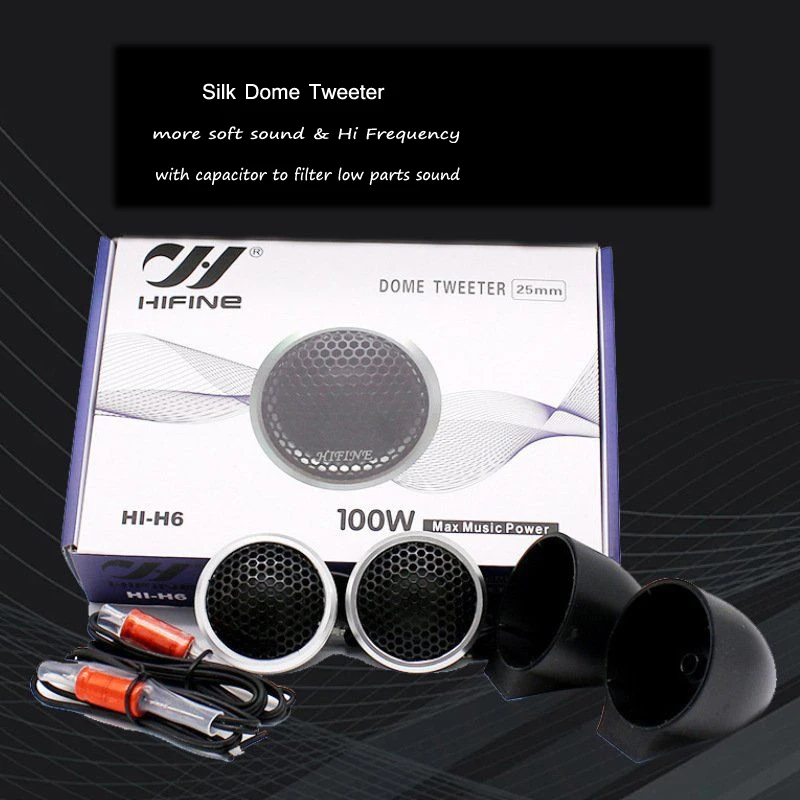 1 Set 2 Inch Universal Aluminum Car Tweeter  Audio Silk Film Small Treble  Quality HI-H6 Twiter  Hi Frequency