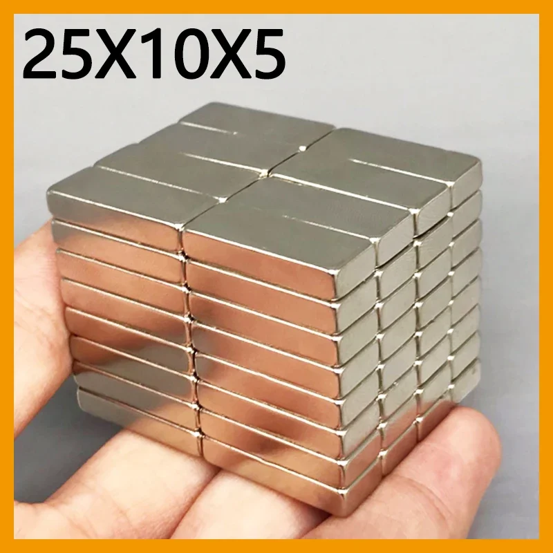 25x10x5mm 5/10/20/50/100pcs N35 Powerful Neodymium Block Square Magnet Permanent Magnetic Imanes 25*10*5 Fridge Kitchen Diy