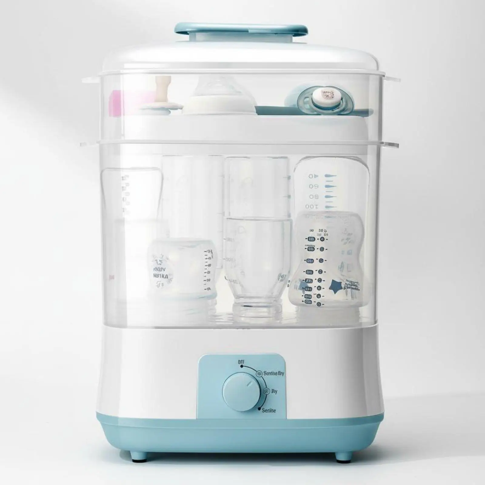 Steam Sterilizing Nursing Bottle Dryer for Infant Care Holds 8 Bottles with Anti Dampness Function