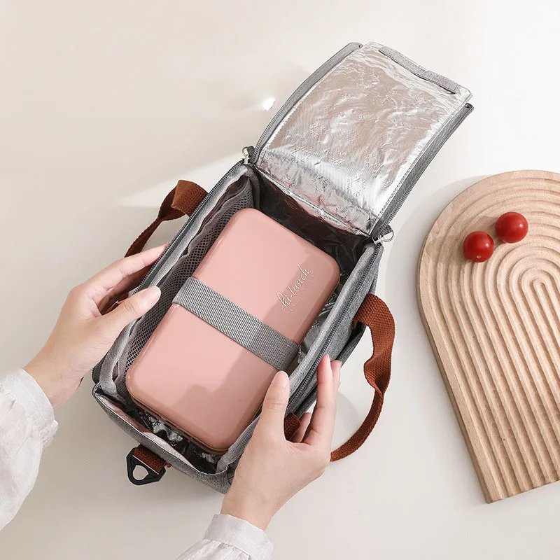 Insulated Lunch Box Bags Insulation Ice Pack Student Portable Dinner Picnic Food Hand-held with Storage Handbag