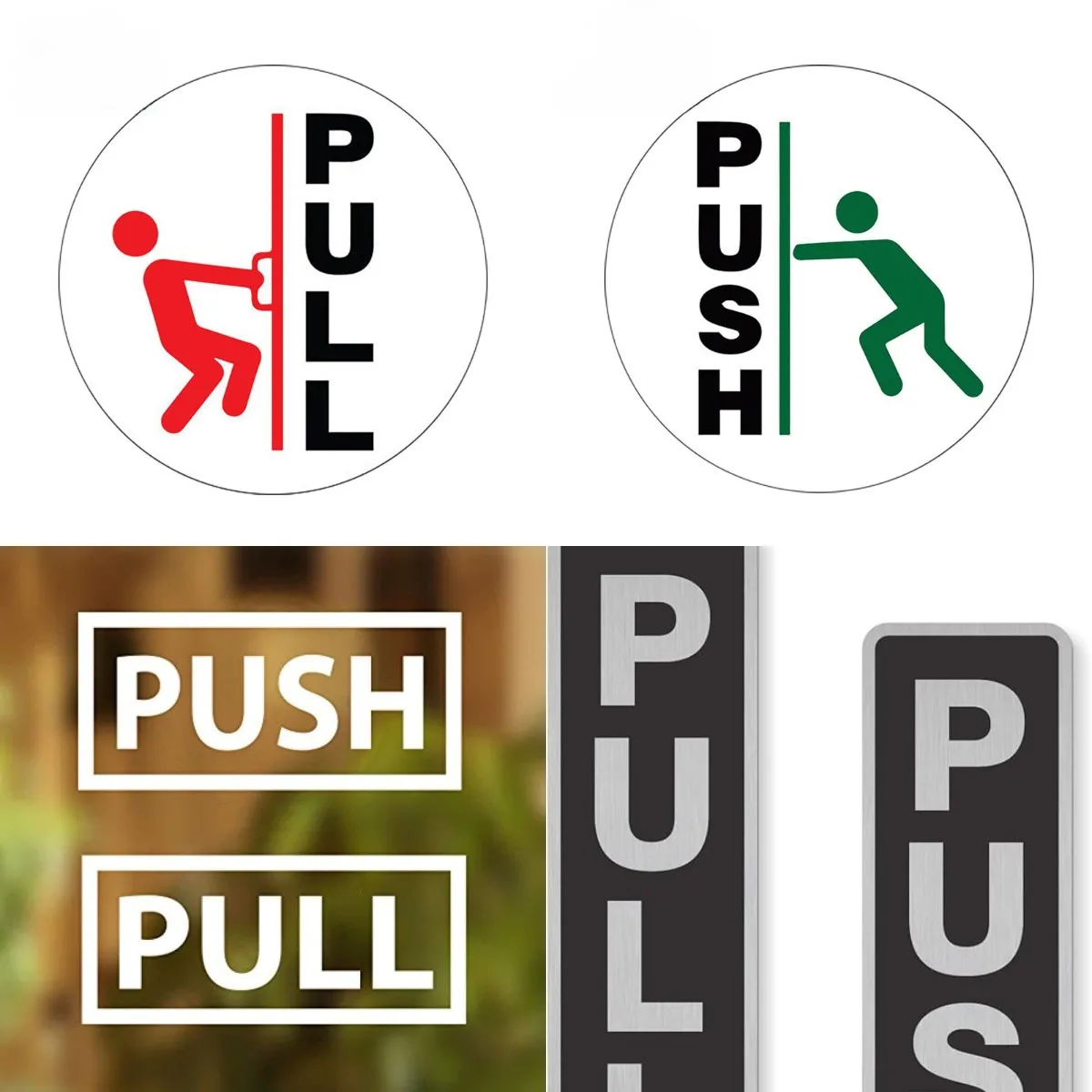 

Pull Push Stickers Glass Door Shop Safety Information Sign Cafe Office Graphics Waterproof Decor Reflective Sunscreen