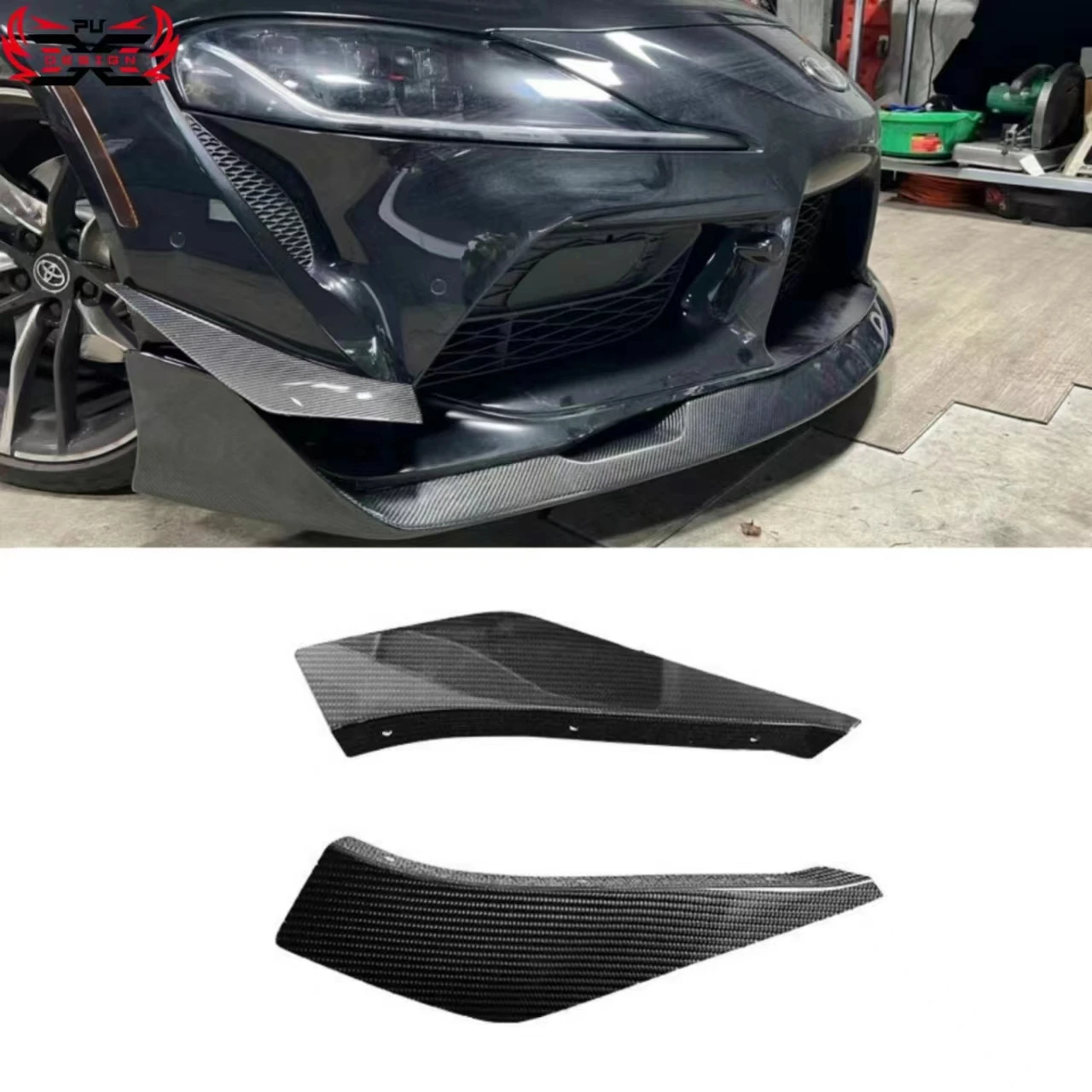 For Toyoto Supra A90 A91 Mkv5 Trim Winglet Side Canards Fin Splitters Front Bumper Canards Vrs Style Carbon Fiber