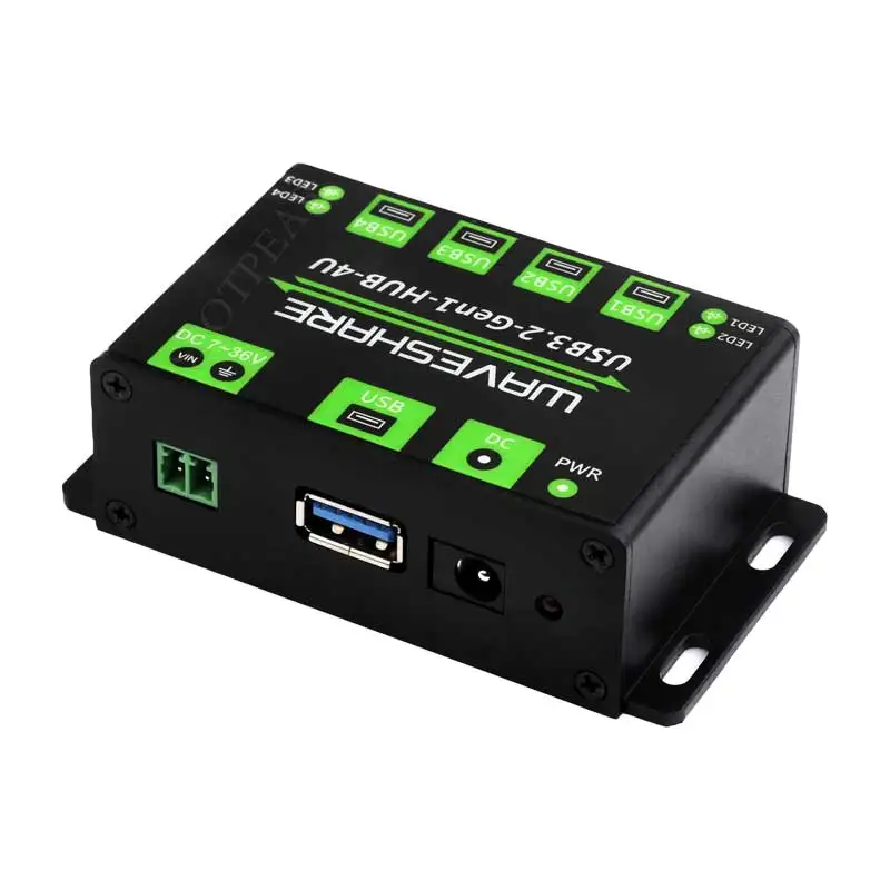 Industrial USB HUB USB3.2 Gen1 One-To-4U Onboard 7~36V DC power port For Multi Systems