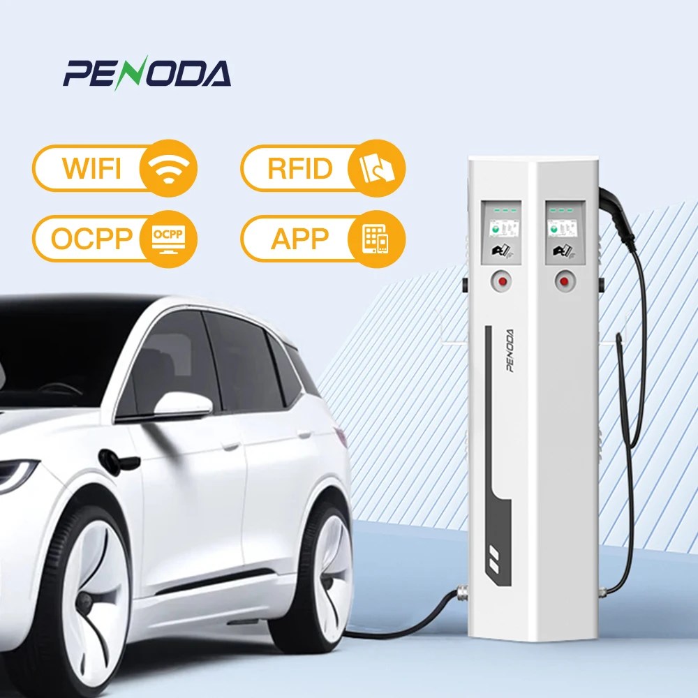 PENODA CCS2+ Type2 Fast EV Charger Station 32A Auto Power Charging Station OCPP1.6 RFID 100kW Output Power 5m Electric Vehicles