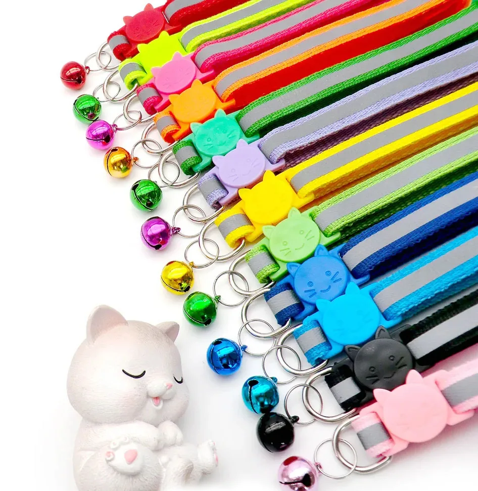 Personalized Cat Dog Collar Reflective With Bell Cute Cat Dog Collars Safety Breakaway Luxury Designer For Cat Pet  Accessories