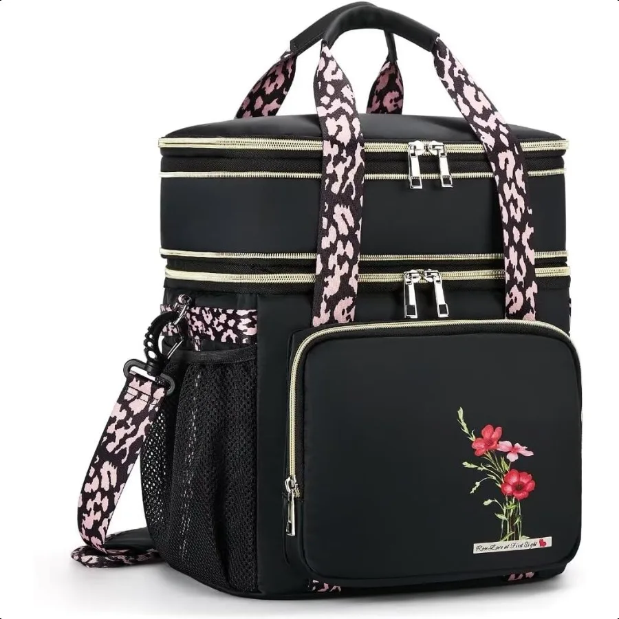 

Insulated Lunch Bag for Women Men Dual Compartment Waterproof Reusable Large Lunch Box for Adlut WideOpen Tote Cooler Bag For W