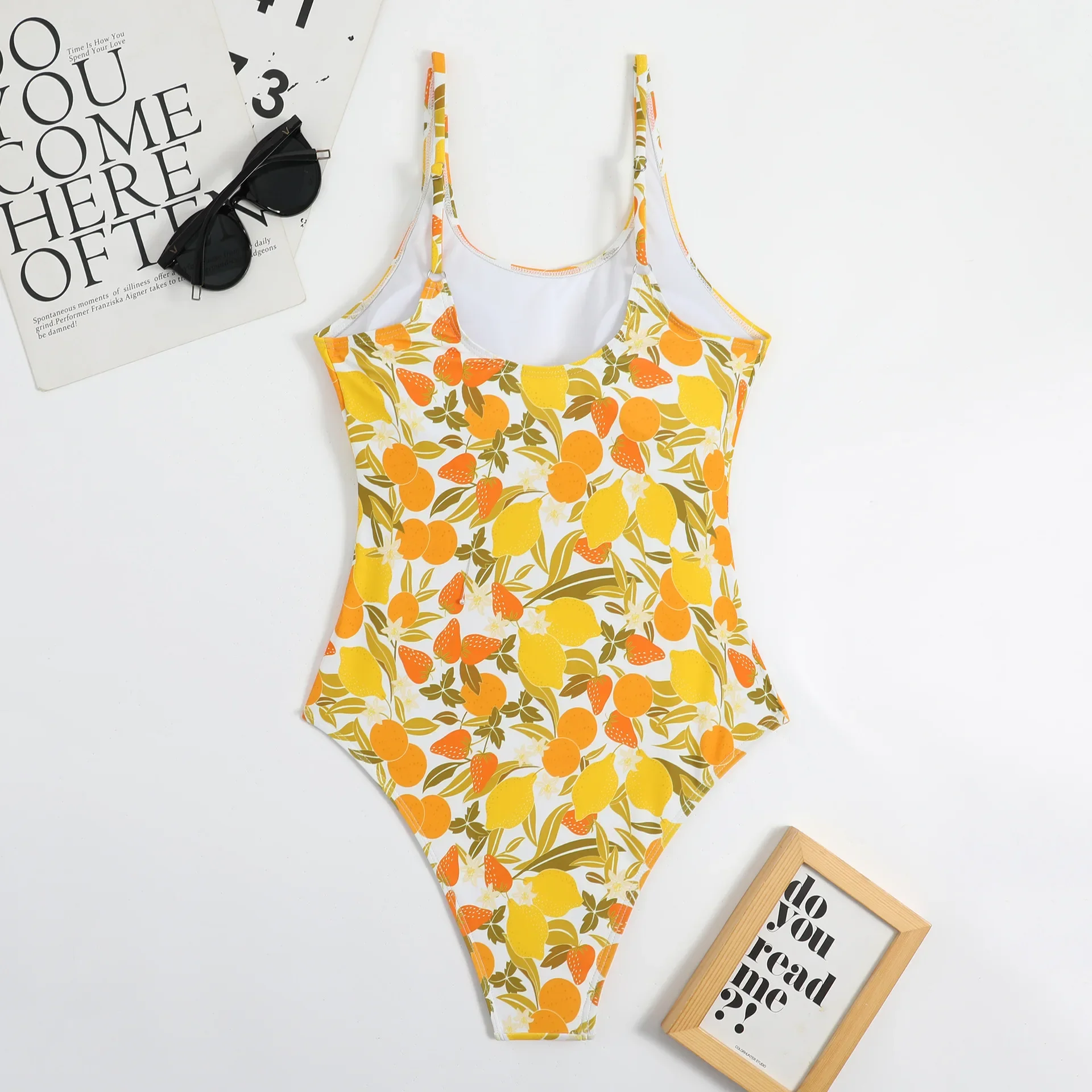 2025 New One Piece Swimsuit Women Swimwear Monokini Thong Bodysuit Floral Print Bathing Suit Backless Padded Beach Wear Summer