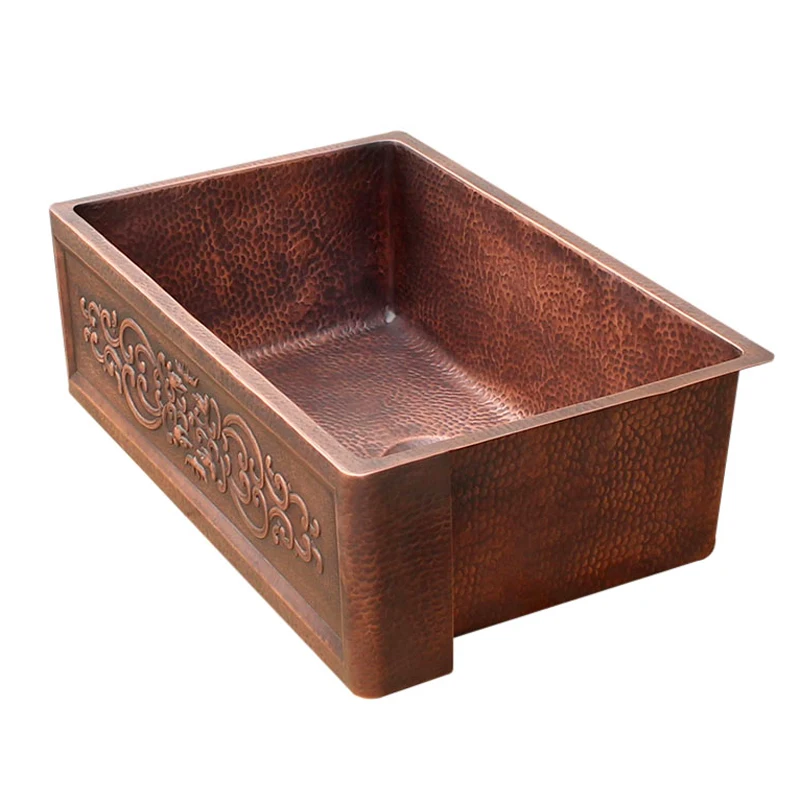 

single bowl copper kitchen farmhouse sink copper pantry sinks hand hammer rustic copper apron sink