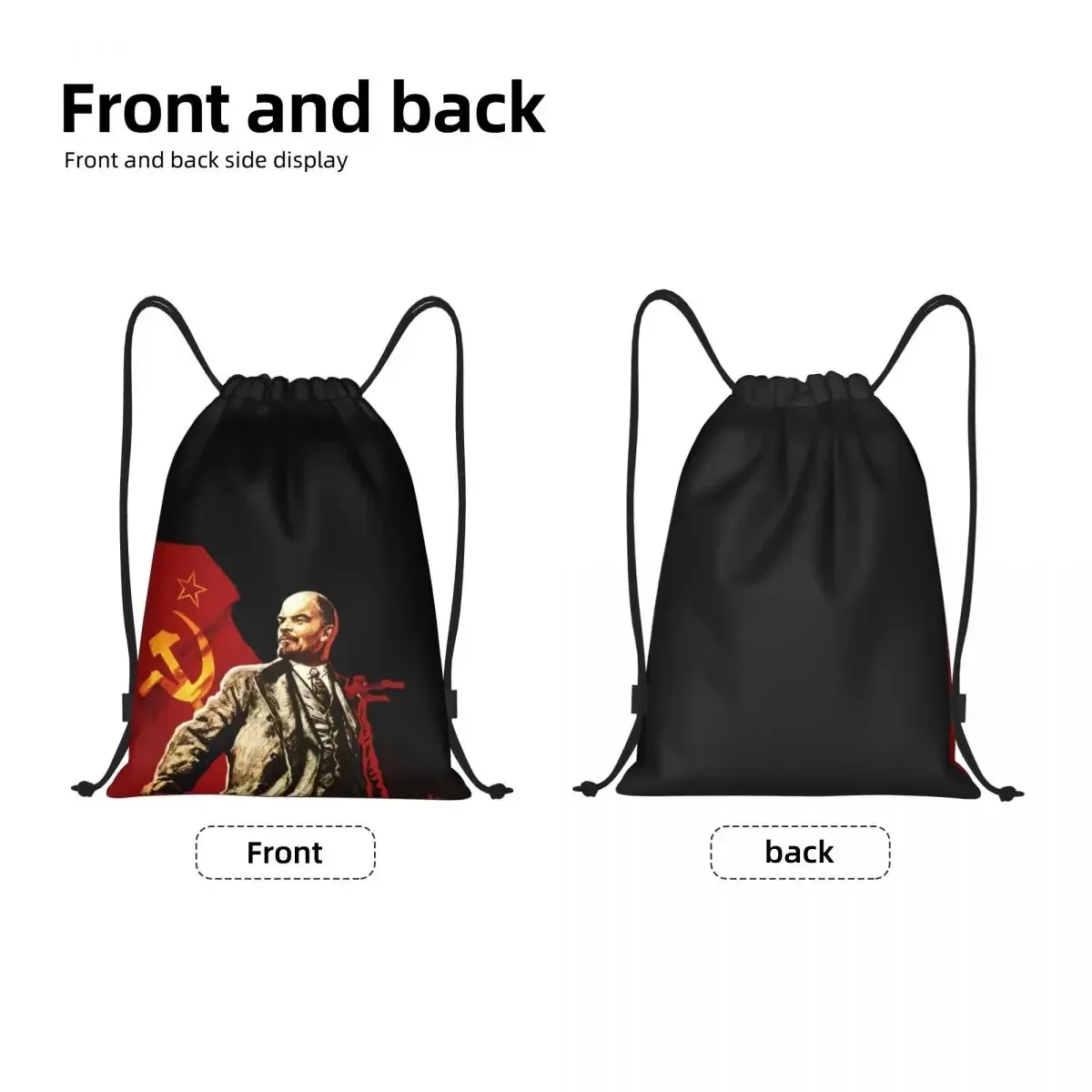 Custom Lenin Drawstring Bags Women Men Lightweight Russia Ussr CCCP Sports Gym Storage Backpack