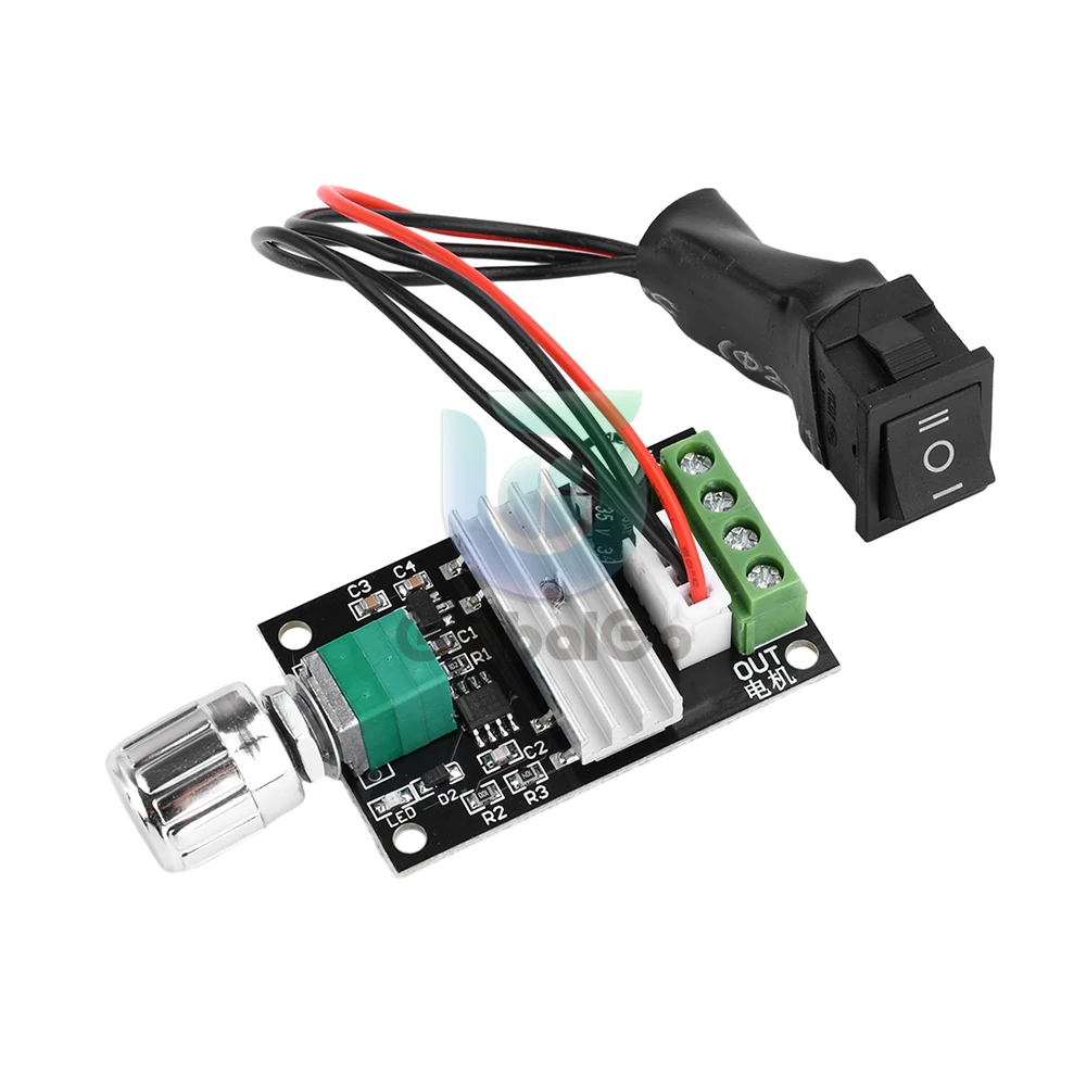 DC6-28V 3A 80W PWM DC Motor Speed Controller Regulator Adjustable Variable Speed Reversible Switch Control Potentiomet