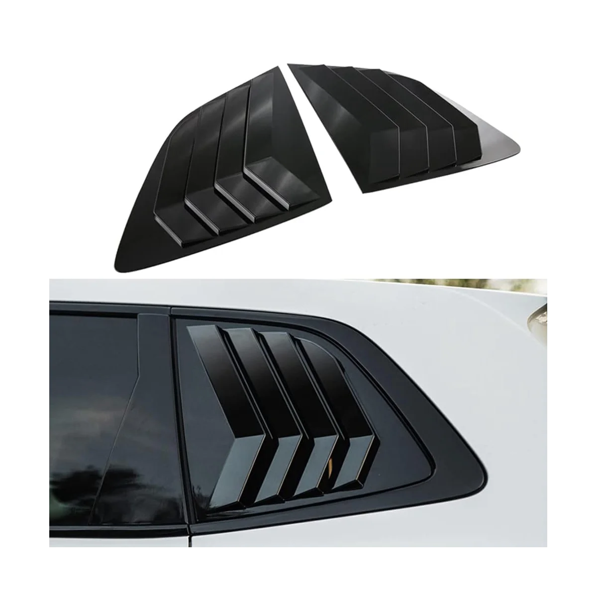 2PCS Racing Style Rear Side Window Louvers Air Vent Scoop Shades Panel Cover Trim for Honda CRV 2023, ABS Black