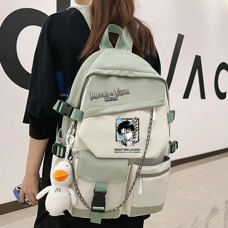 32×45×14cm-ブラック-ブルー-グリーン-オレンジ-パープル、進撃の巨人、進撃の巨人、キッズスクールバッグ、アニメバックパック-女の子-男の子