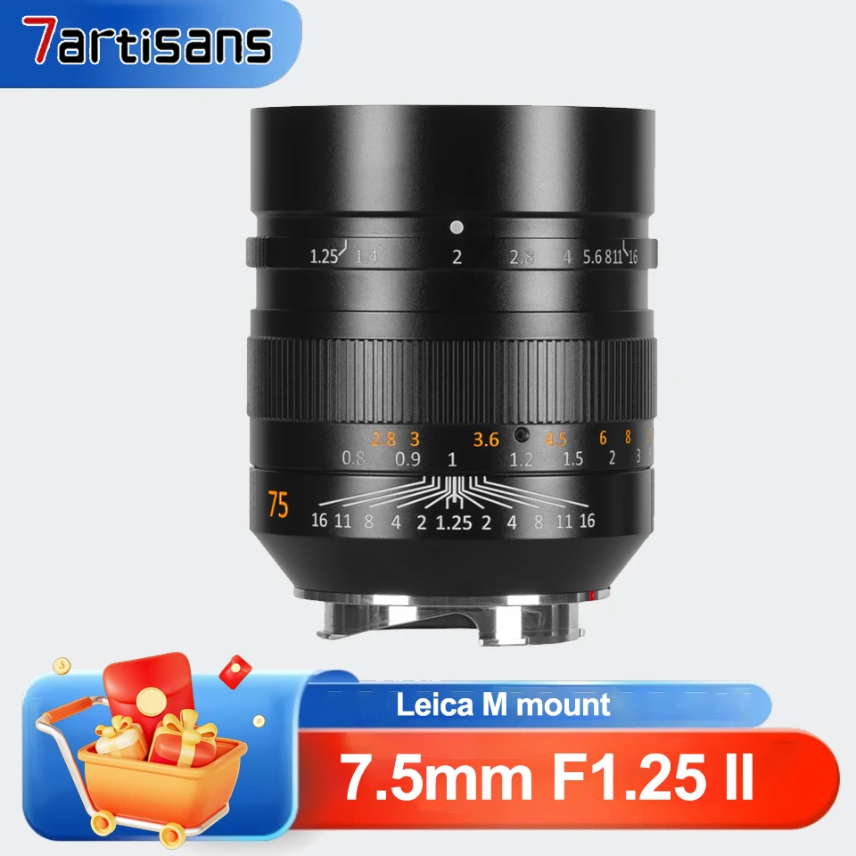 

7artisans 75mm F1.25 II Large Aperture Portrait Lens Full Frame Manual Focus Prime Lens for Leica M mount