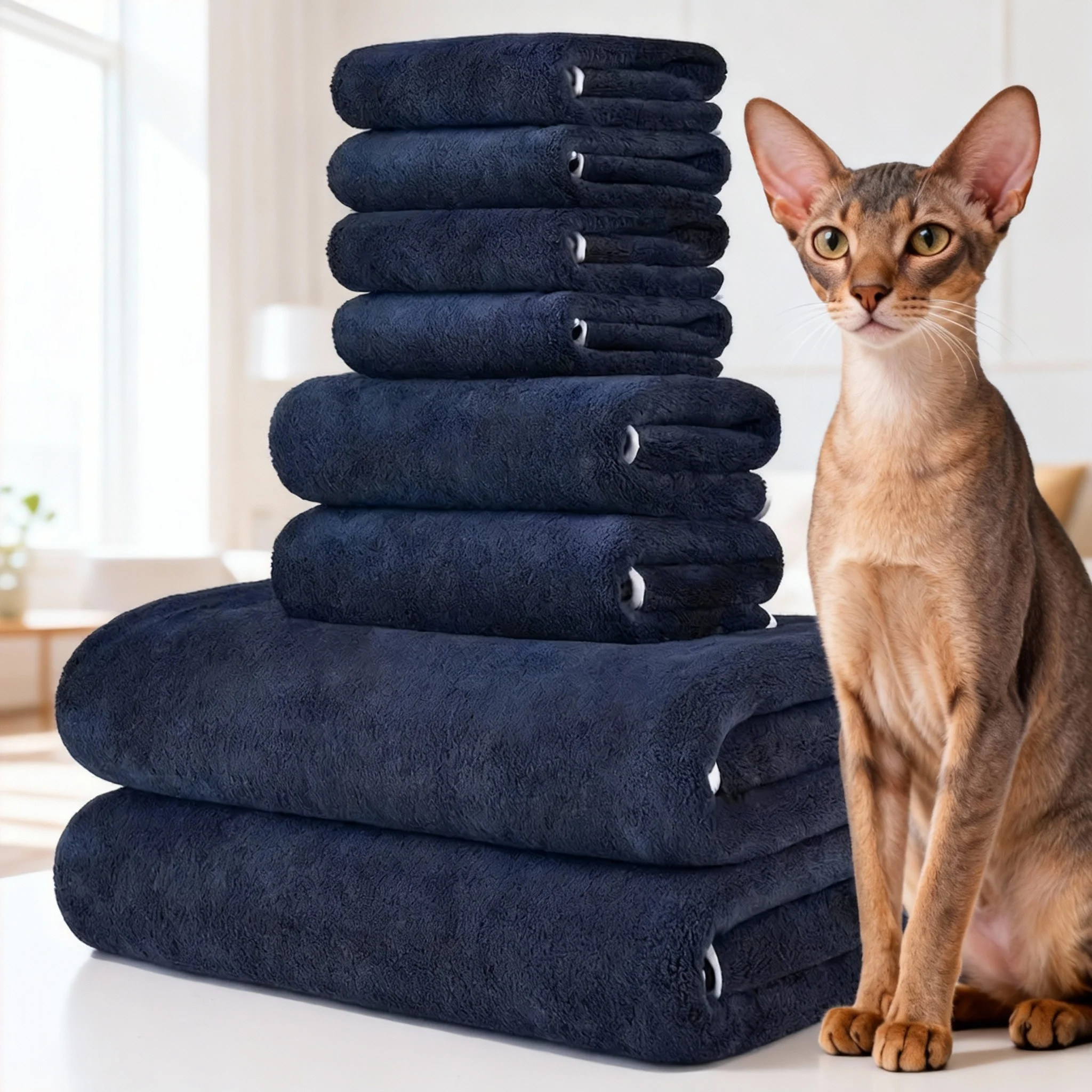 8Pcs Coral Fleece Towel Set, 2 Bath Towels + 2 Hand Towels + 4 Face Towels, Soft Absorbent Quick-Dry for Bathroom Hotel Gym Spa