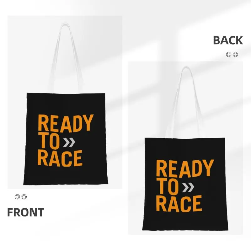 Cute Ready To Race Austrian Motorcycle Shopping Tote Bags Recycling Canvas Grocery Shopper Shoulder Bag