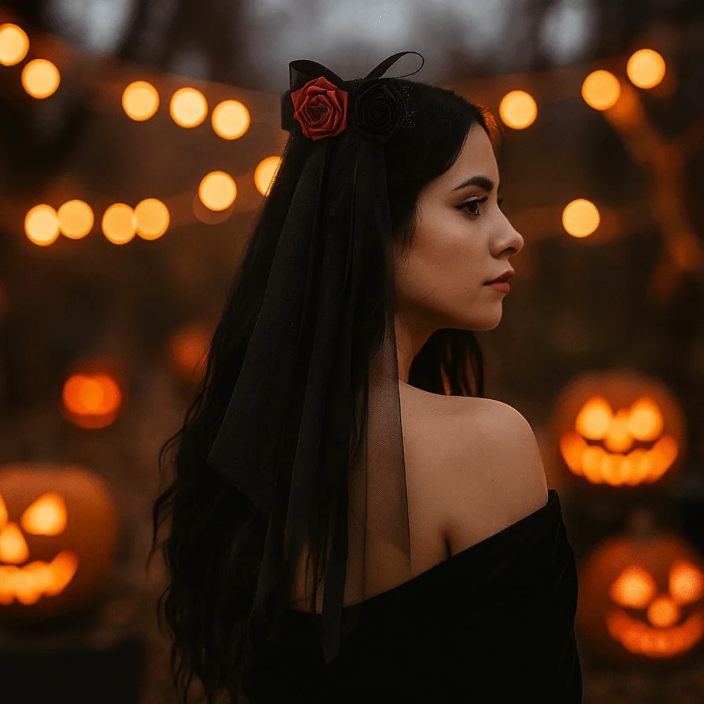 

Portable Breathable Halloween Hairpin Fashion Comfortable Gothic Head Veil Elegant Black Headbands Balls