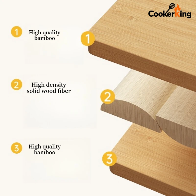 لوح تقطيع قائم بـ 3 أحجام من كوكر كينج، لوح تقطيع من الخيزران مع لوح إعداد الحجر الشحذ، فعال من حيث التكلفة