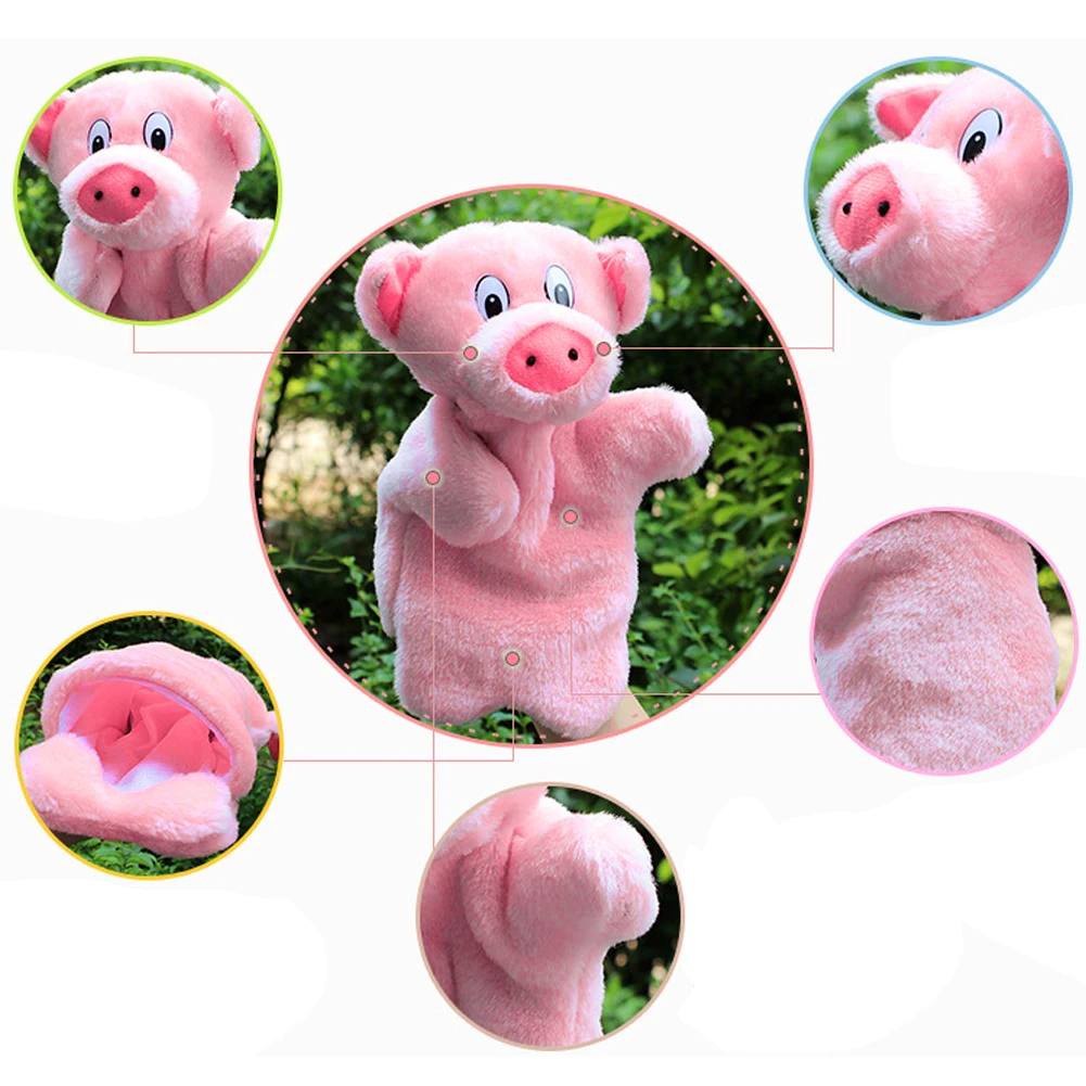 Lovely Pink Pig Hand Puppet Baby Kids Child Educational Soft Doll Plush Toy