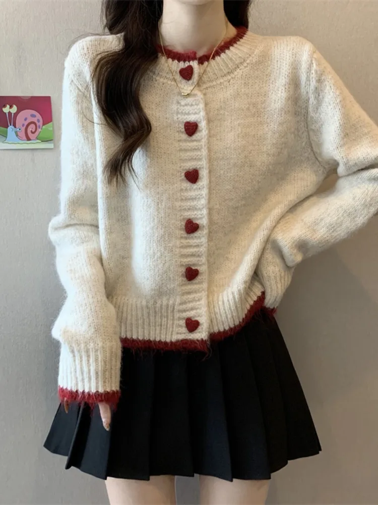 

Вязаный свитер женский, на раннюю весну, свободного кроя, из хлопка, с длинными рукавами, круглым вырезом, на пуговицах, верхняя одежда, топ