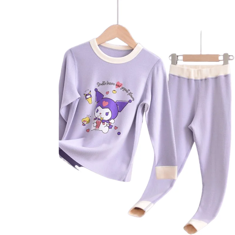 Sanrio Girl Thermal Underwear Suit Kuromi Delong Keep Warm Lounge Clothes My Melody Cartoon Soft Base Inner Wear Clothing New