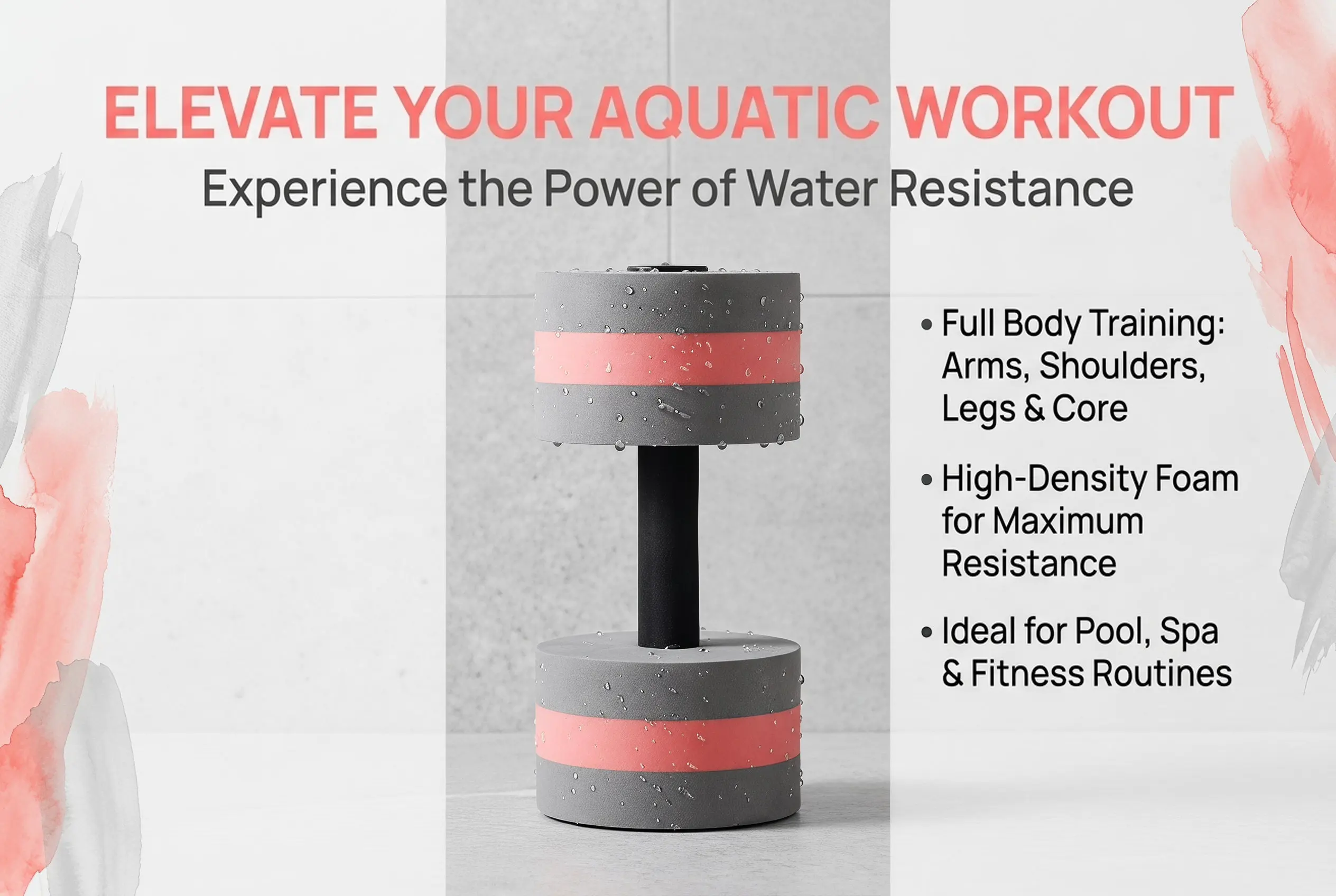 2Pcs Eva Floating Dumbbells for Swimming Pool Aqua Fitness Water Aerobics Resistance Training Arm Shoulder Legs Cardio Exercise