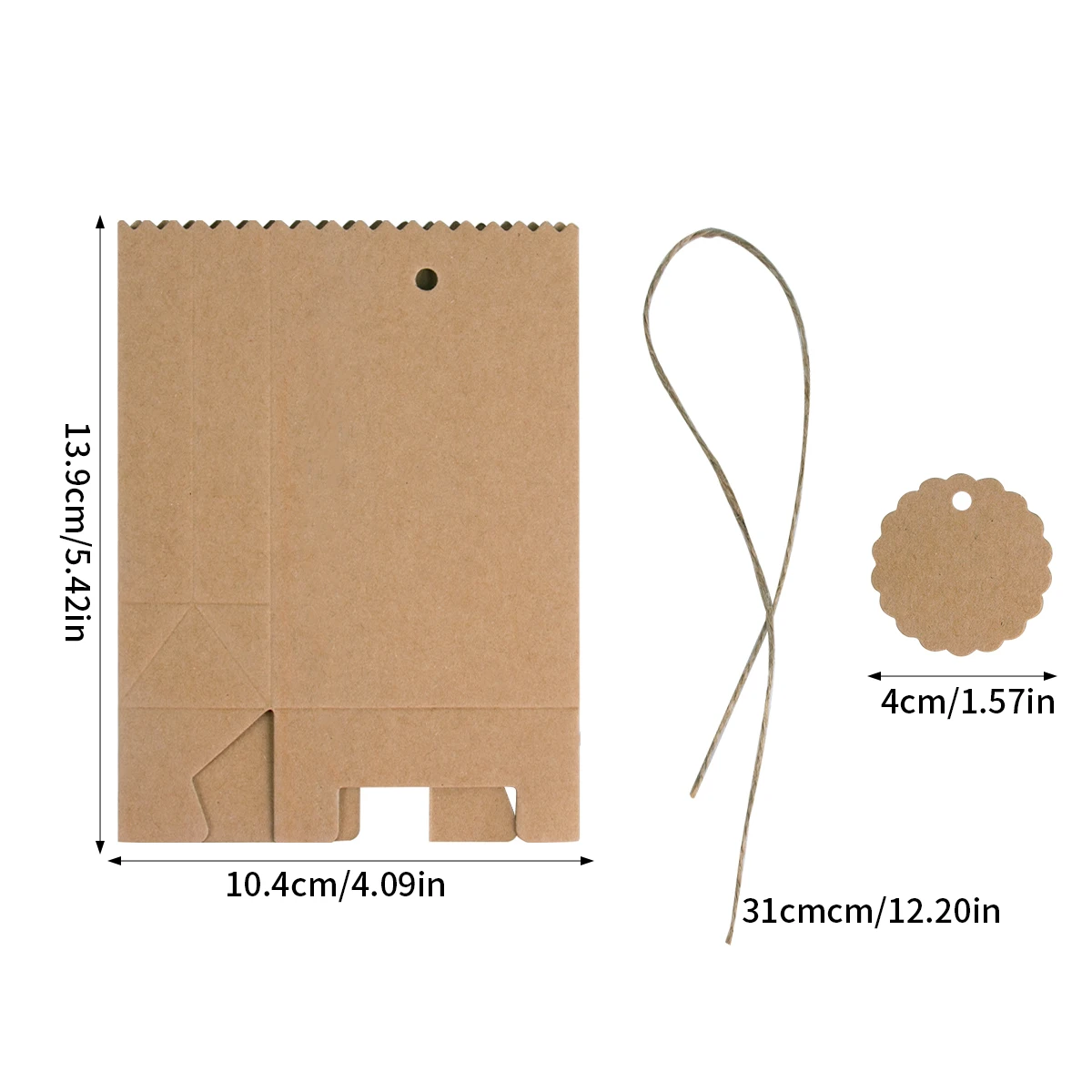 10-30pcs Retro Kraft Paper Gift Box White Brown Cookie Candy Packaging Bag with Rope Tags Birthday Wedding Party Gifts Supplies