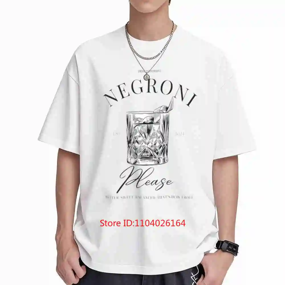 Negroni Social Club Cocktail 90s Back Print Short Sleeve Tee 100% Cotton T-Shirt