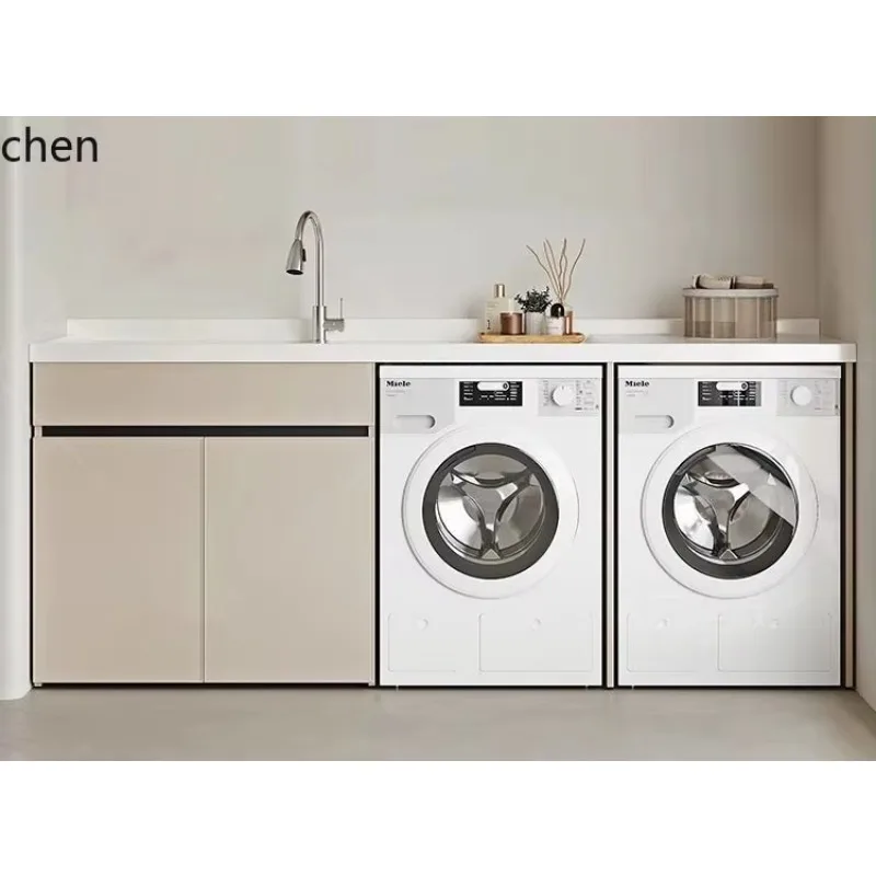aluminum double washing machine cabinet balcony combination drum integrated laundry pool basin