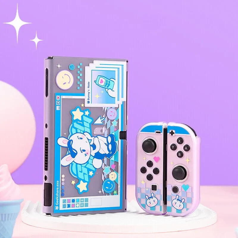 GeekShare Kawaii Rabbit Pattern Protective Case For Nintendo Switch or Switch OLED Hard Anti Scratch Protective Shell Y Rabbit K