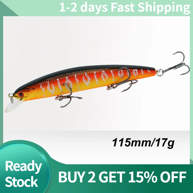 AI-SHOUYU Professional Minnow Fishing Lure 115mm 17g Minnow Crankbait Hard Bait Tight Wobble Suspending Jerkbait Fishing Tackle