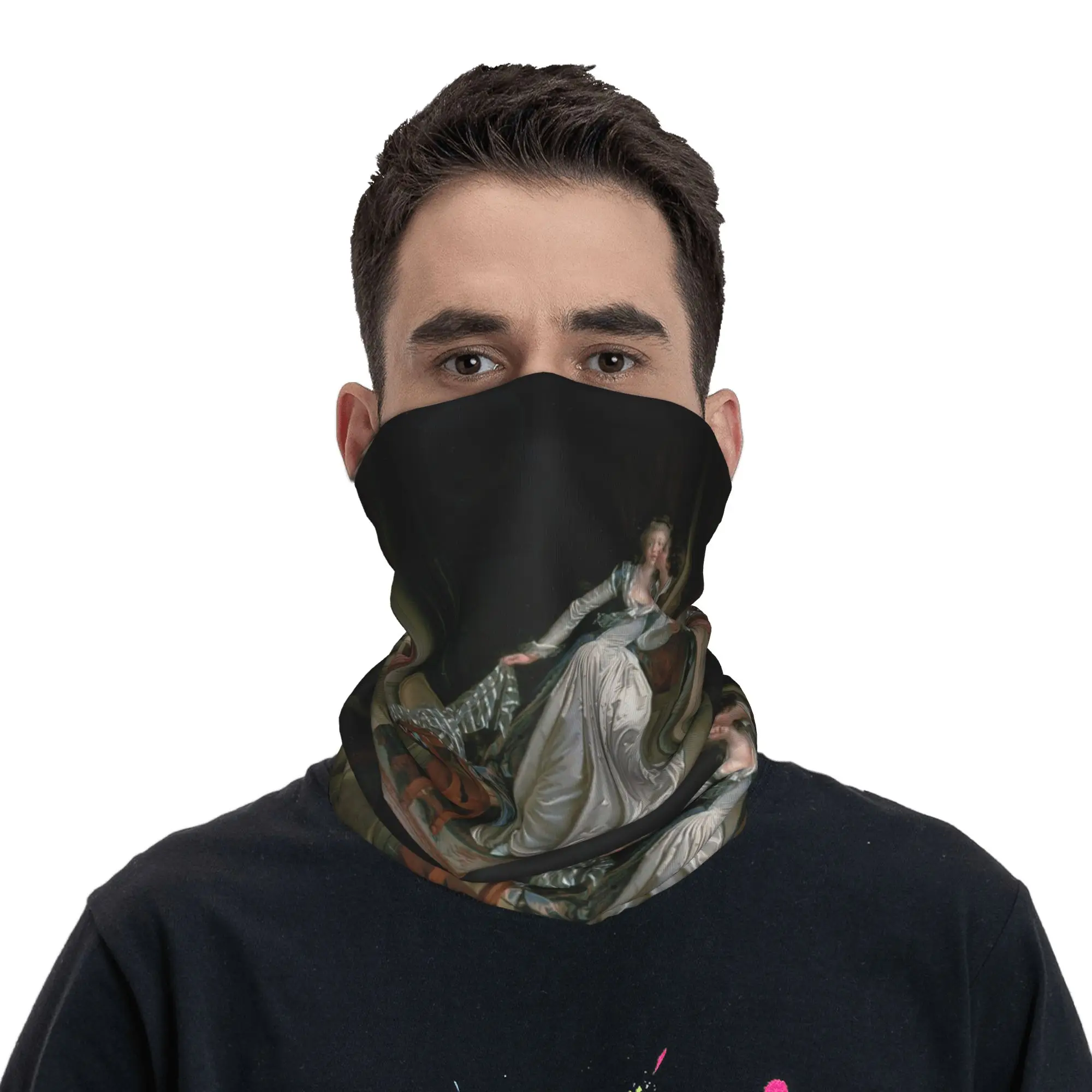 

Jean-Honore Fragonard The Stolen KissFXD Bandana Neck Cover Printed Wrap Scarf Face Mask Outdoor Sports for Men Women Winter