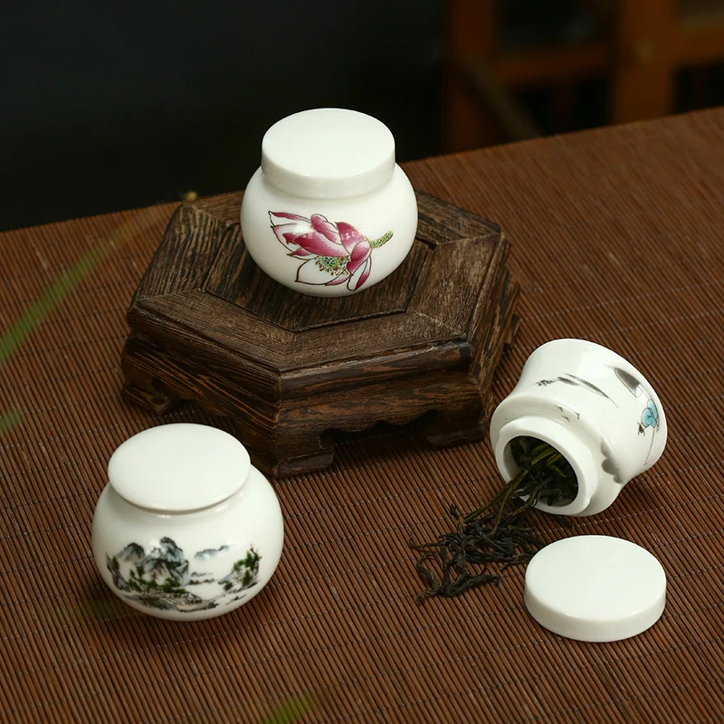 Mini Ceramic Tea Pot White Ceramic Pot Portable Travel Wake-up Tea Pot Storage Container Mini Storage Box Living Room Tea Set