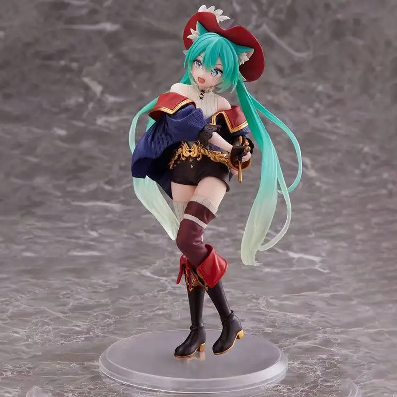 Anime Hatsune Miku Figure Fairy Tale Kawaii Puss In Boots Pvc Action Figurine Decoration Collection Model Statue Toys Kids Gifts