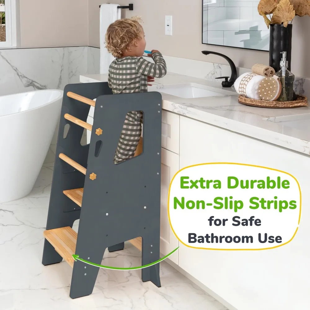 

HOME Toddler Standing Tower - Adjustable Height Toddler Kitchen Stool Helper - Ideal Kids Kitchen Step Stool