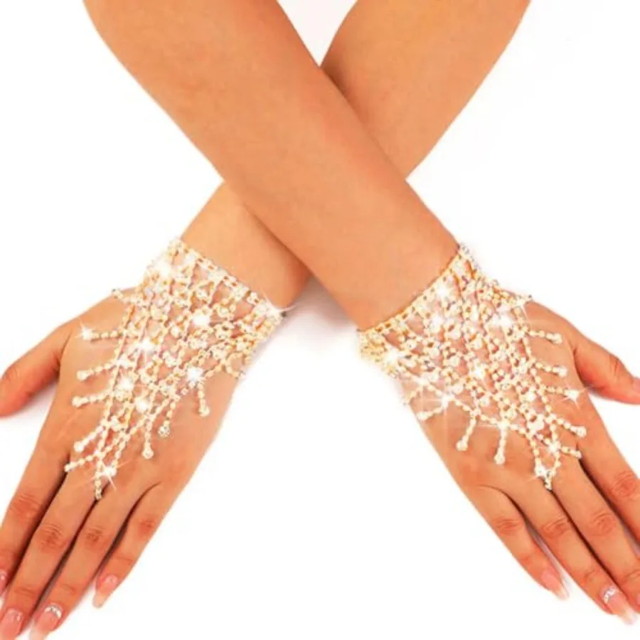Gold Sparkle Fingerless Wedding Gloves for Brides