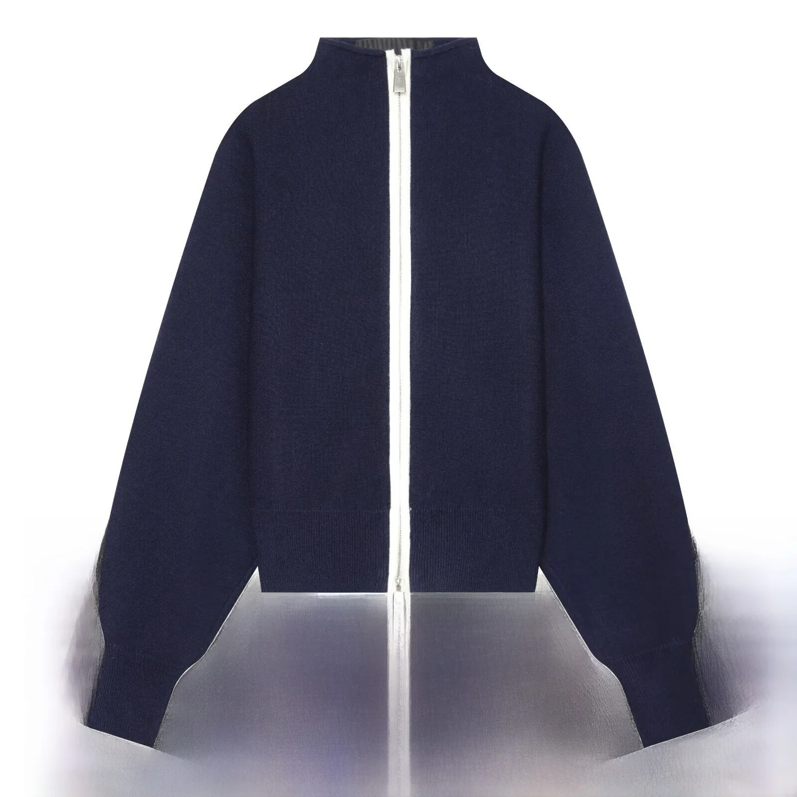 Fashionable Casual Long Sleeve Stand Collar Double Layer Zipper Knitted Jacket New Autumn Women's Wear Standard Fit Short Coat