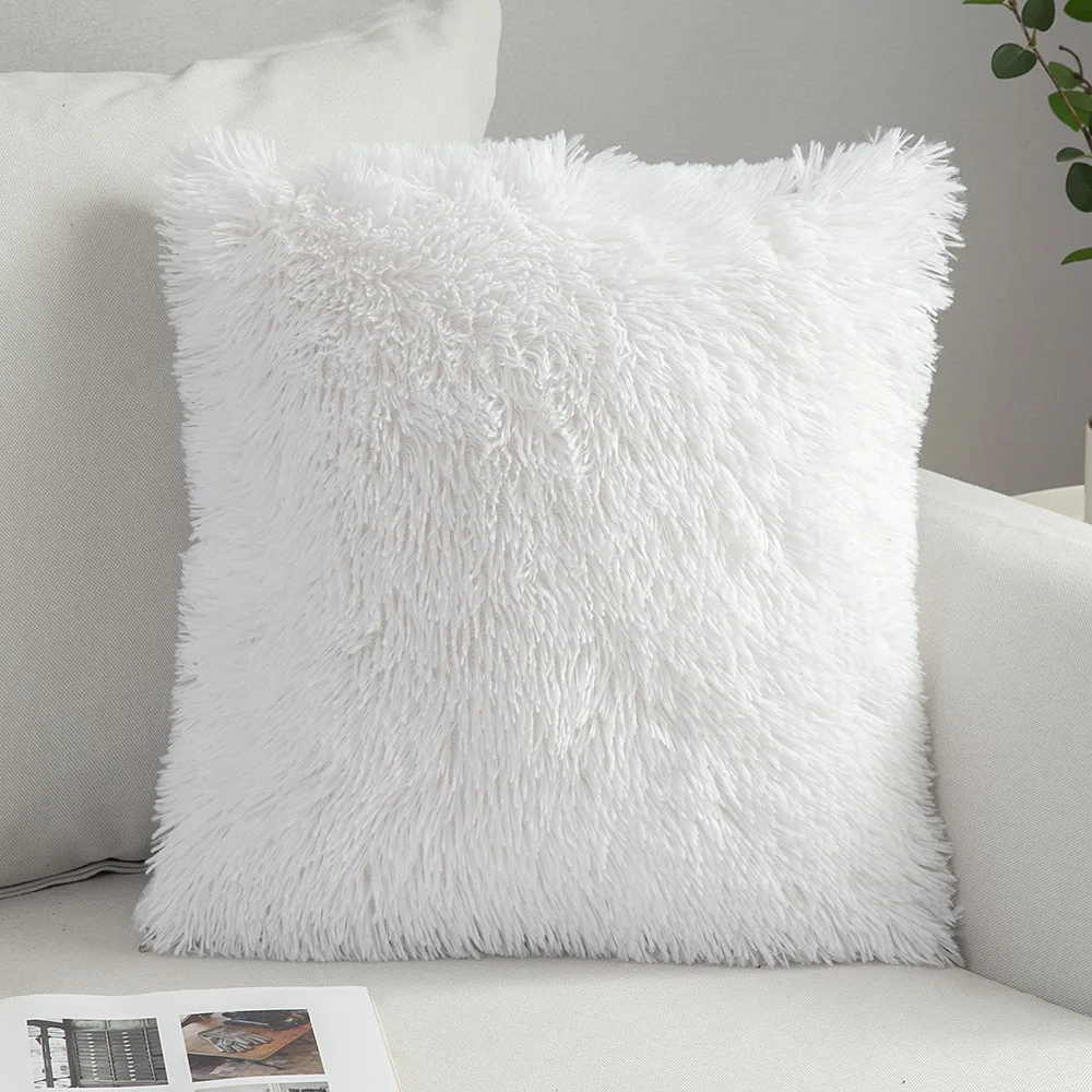 Soft Fluffy Plush Capa de Almofada, Monocromática, Sofá Decorativo Travesseiro Capa, Fronha Home, Shaggy Fur Capa de Almofada, Decoração Têxtil