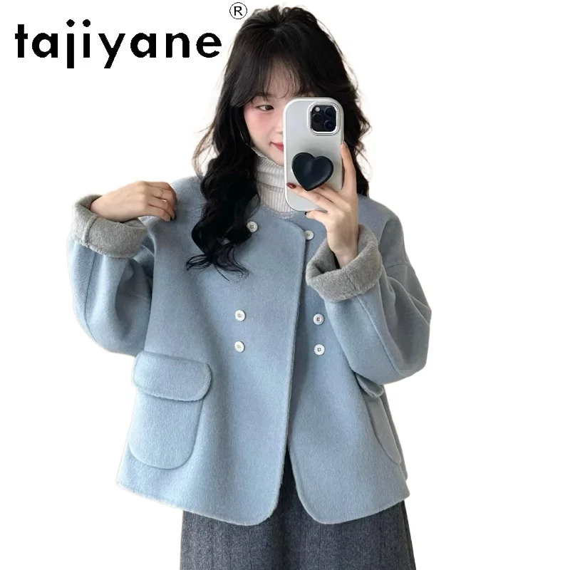 

TAJIYANE 80% Natural Wool Coats for Woman Korean Style Short Sheep Shearing Jacket Winter Outerwears Women Clothing 2025 шерсть