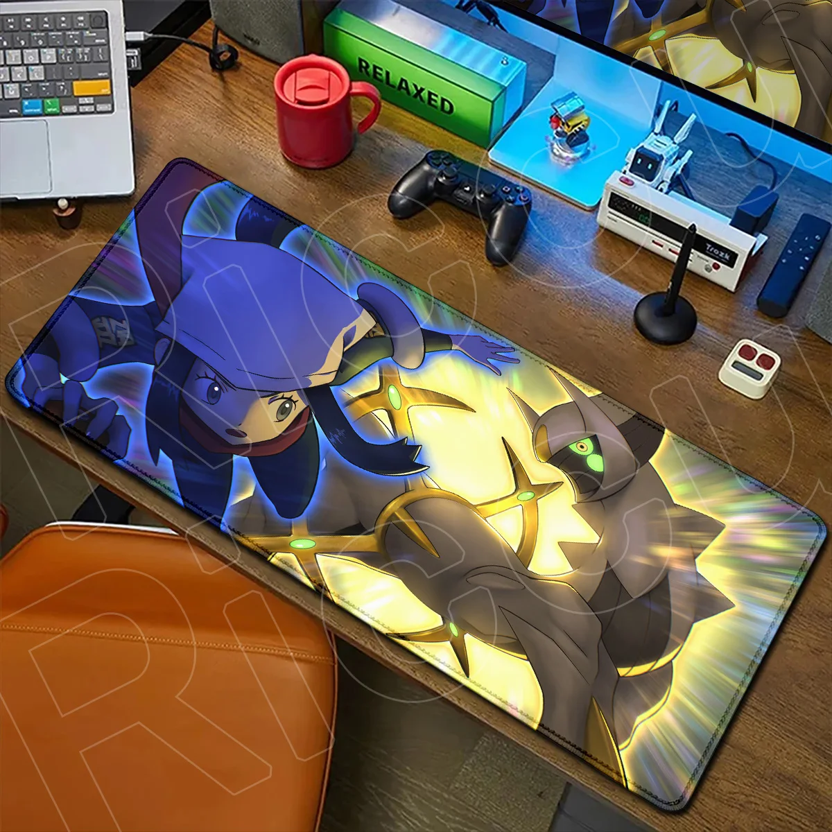 Notebook Locking Edge Mousepad PC Rubber Accessories Pokemon Arceus Anime Gaming Mouse Mat Cool Creator God Table Rugs 900x400mm