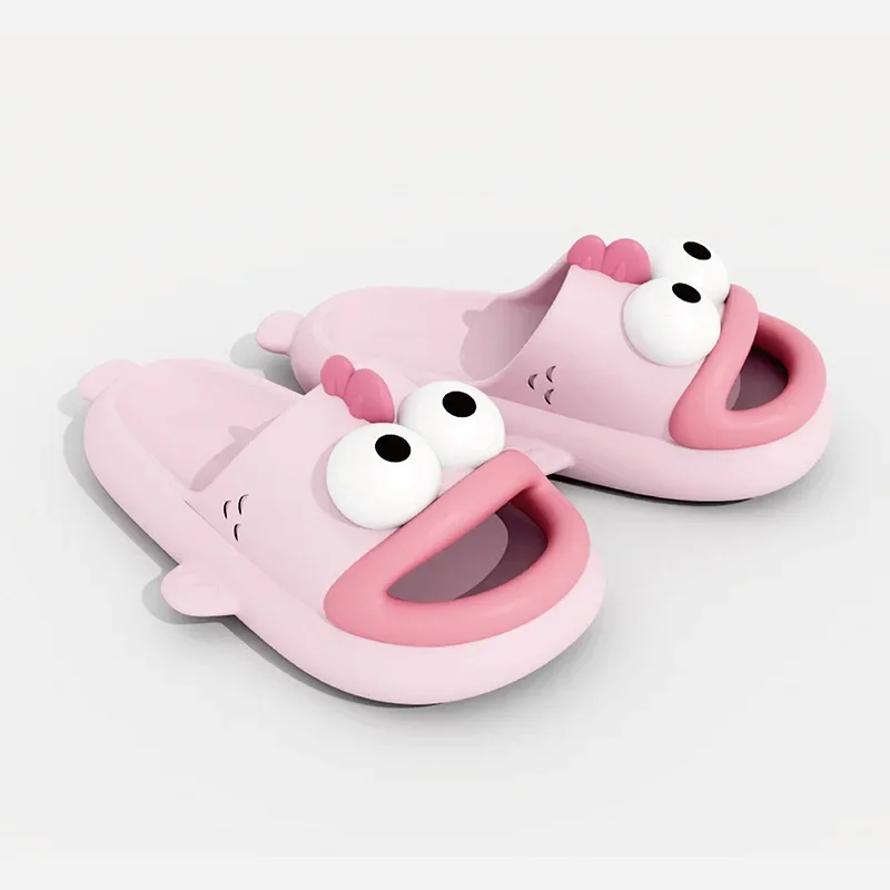 Cute Big Eyed Clown Fish Slippers for Women Summer Bathroom Anti slip Thick Sole Cool Slippers for External Wear