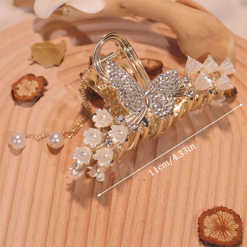 Light Luxury Rhinestone Bell Orchid Tassel Hair Clip Flowers  display picture 1