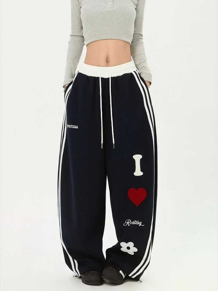 اللون Blo السراويل الرياضية واسعة الساق المرأة فضفاضة مستقيمة عارضة رقص الجاز Sweatpants الأمريكية الرجعية Sle الخريف جمع